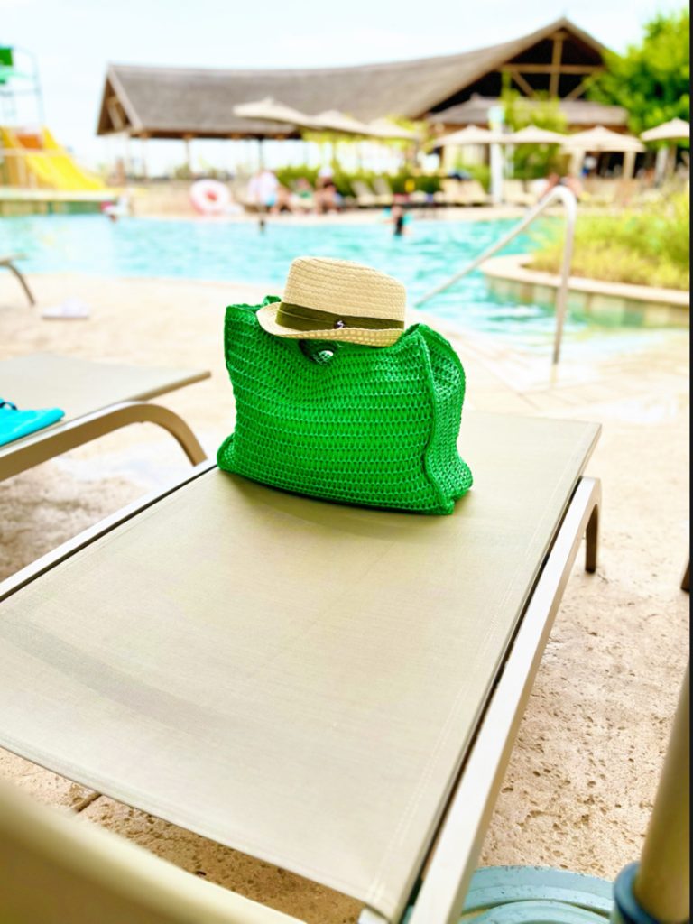 sun lounger reserved with bag