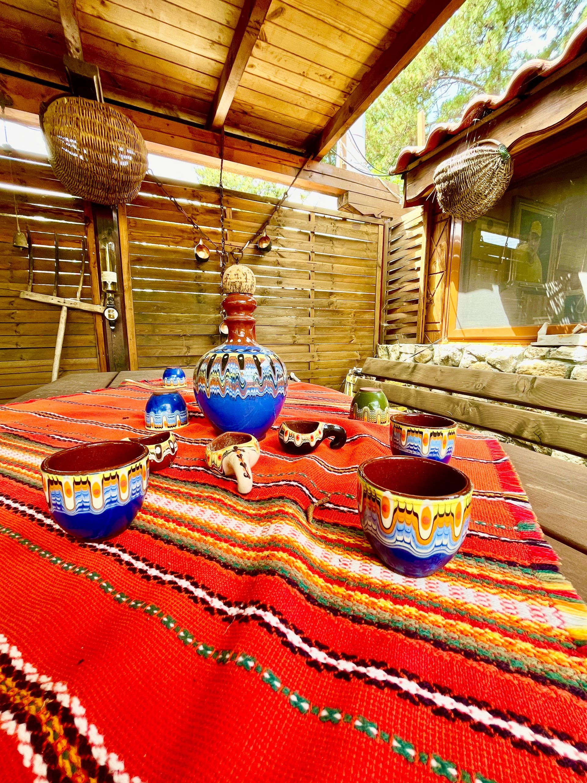 countryside bee hive experience garden traditional Bulgarian ceramic cups