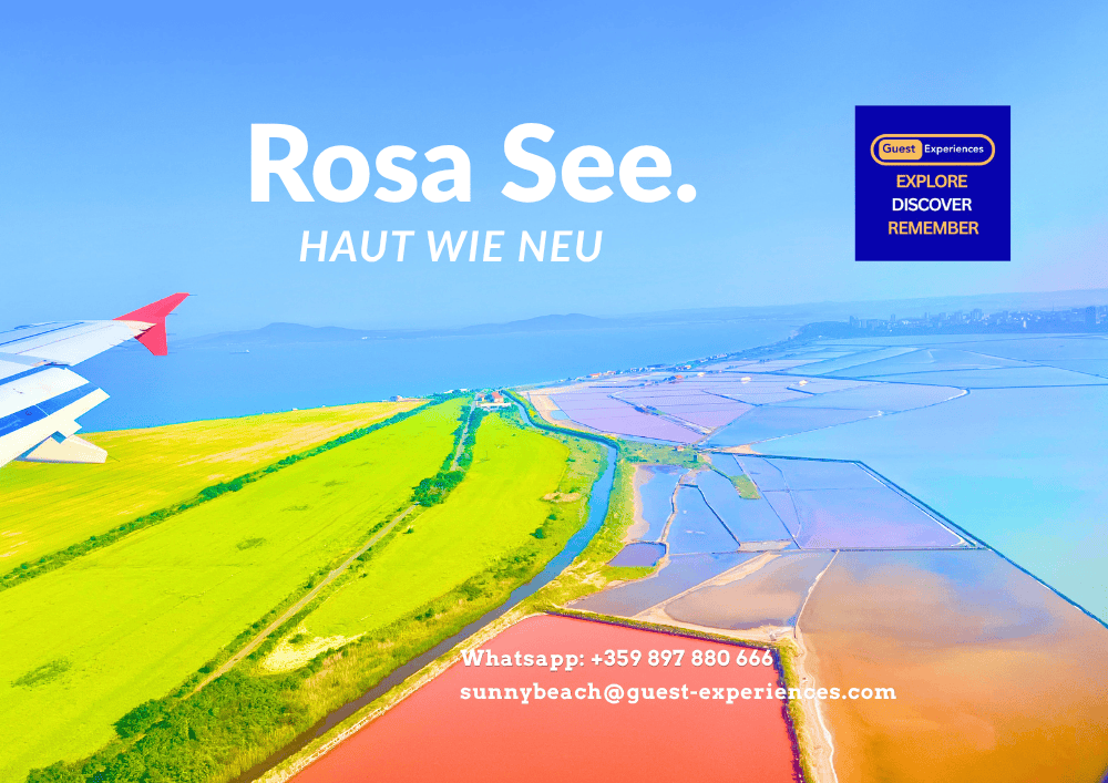 Salinen von Burgas neben Sonnenstrand von oben